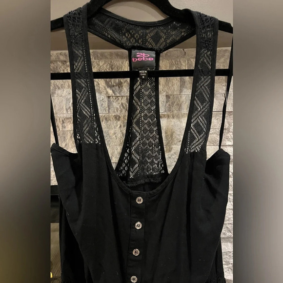 2Be Bebe black size Medium lace top romper - Picture 3 of 11